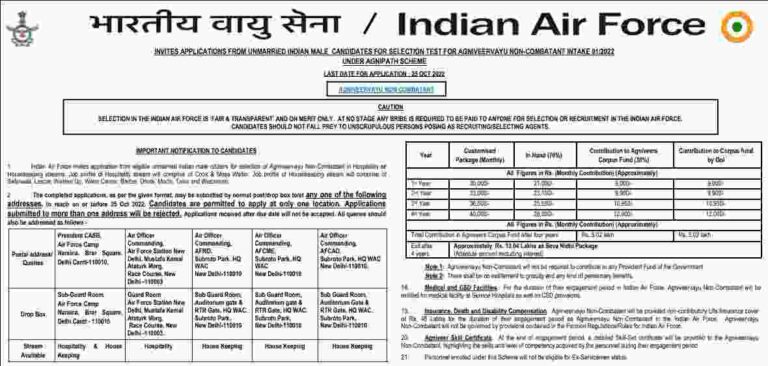 IAF Agniveer Non-Combatant Vacancy