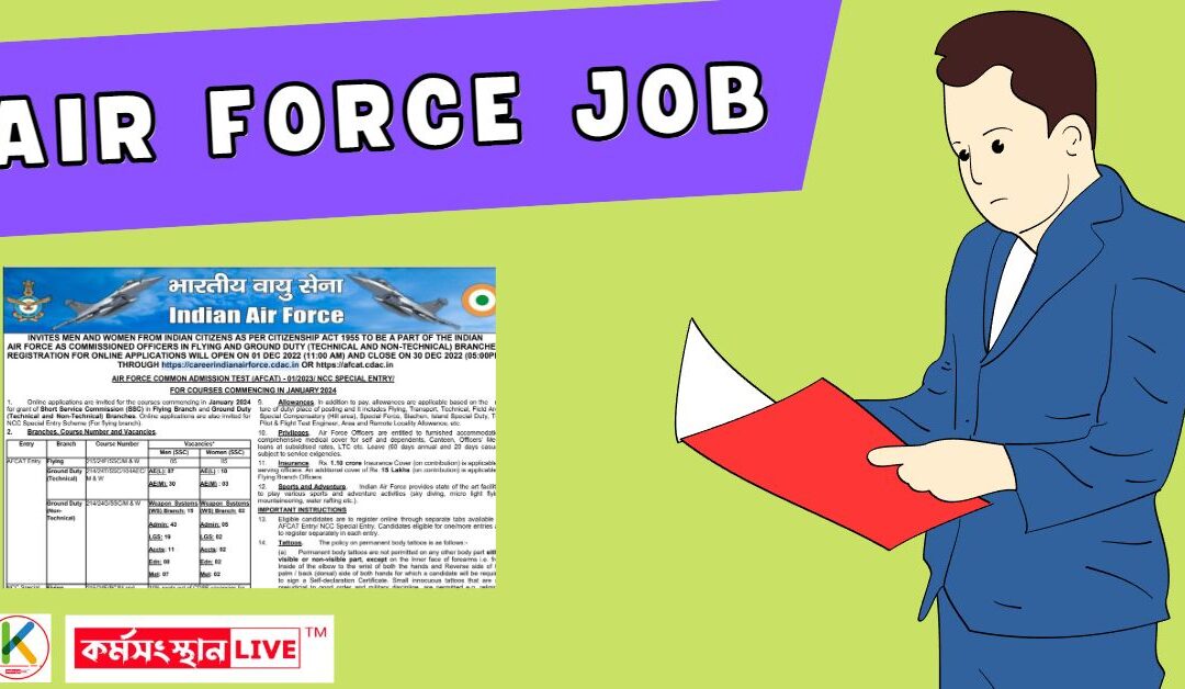 Indian Air Force (AFCAT) 2023 Notification Out |Application Last Date 30 December 2022