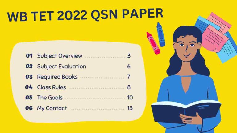 WB TET Previous Year Question Paper 2022 Download