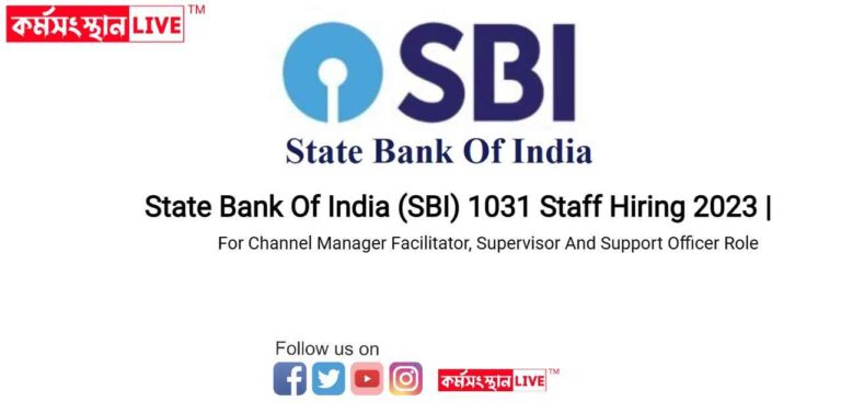 State Bank Of India SBI 1031 Staff Hiring 2023